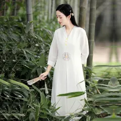 起念浅月新款禅意茶人服夏季复古汉元素禅修服刺绣中式外披女批发商品图片