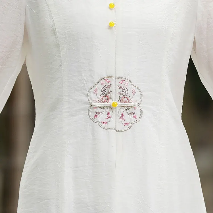 起念浅月新款禅意茶人服夏季复古汉元素禅修服刺绣中式外披女批发商品图片