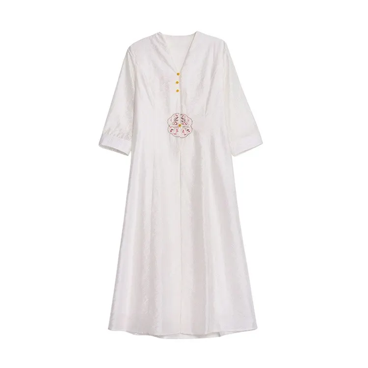 起念浅月新款禅意茶人服夏季复古汉元素禅修服刺绣中式外披女批发商品图片