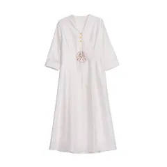 起念浅月新款禅意茶人服夏季复古汉元素禅修服刺绣中式外披女批发商品图片